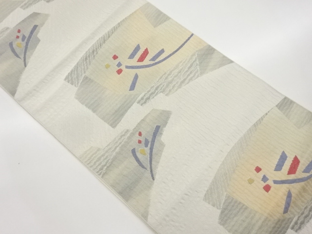 ふくれ織地紙に抽象模様織出し名古屋帯